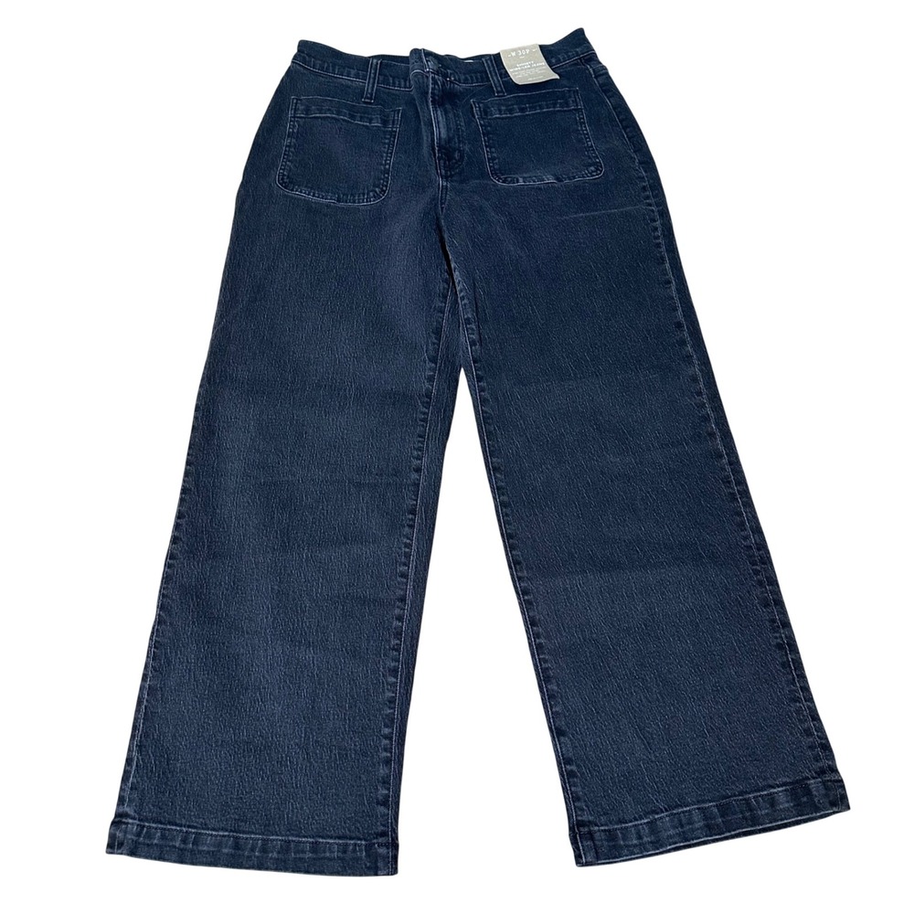 Madewell Emmett Wide Leg Jeans High Rise Washed Black Denim Size 30P